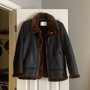 Zara Faux Leather and Faux Fur Double Faced Jacket